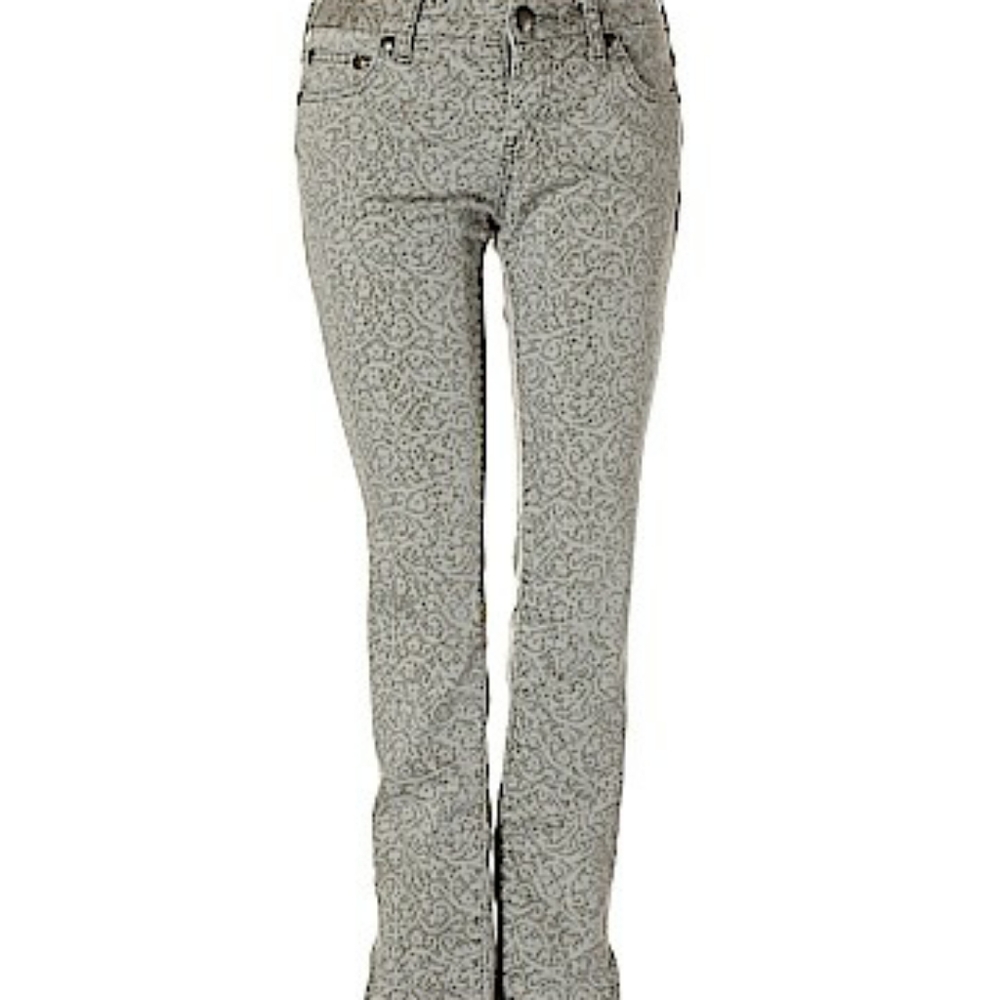 FREE PEOPLE PAISLEY PRINT ZIPPER ANKLE JEANS PANTS